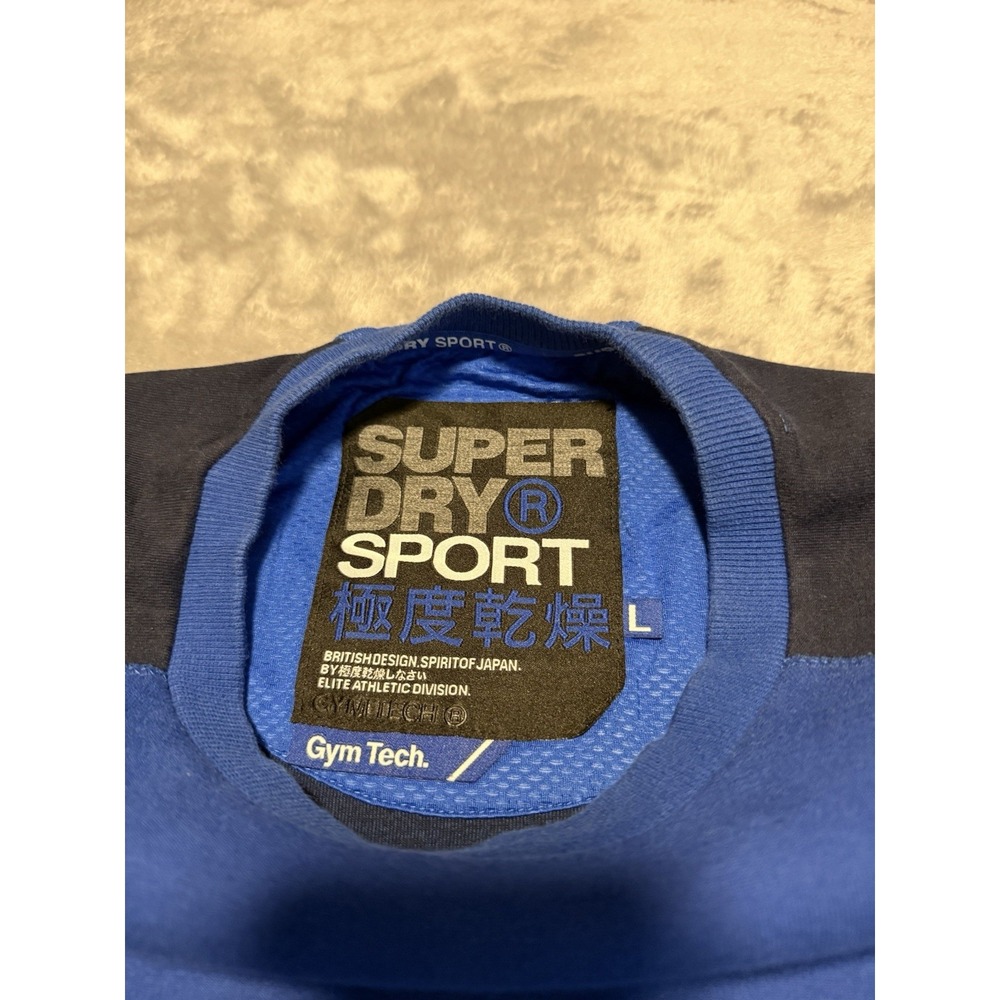 Vintage Superdry Mens Large Pullover Sweatshirt Blue Long Sleeve Gym Tech - Picture 5 of 6